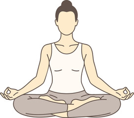 Woman in a simple pose of yoga meditation.