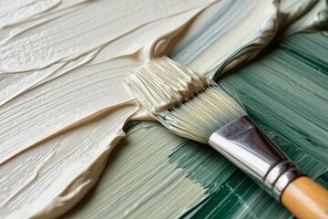 brush drawing with green and white colours 