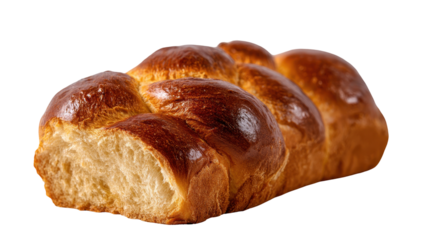 Deliciously braided challah bread on a white background. transparent background