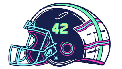 Fototapeta premium 42 cyber protection helmet with neon details | Cybersecurity Vector Illustration
