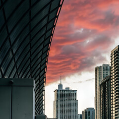skyscrapers at dusk