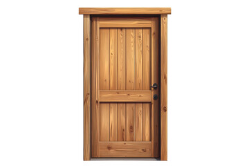 Inviting rustic wooden door a symbol of new beginnings and warm welcomes framed against black on transparent background