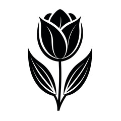 tulip silwhouette vector icon on white backround
