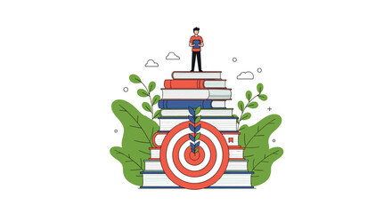 Achieve your goals by climbing the ladder of knowledge and hitting your target with focus and determination
