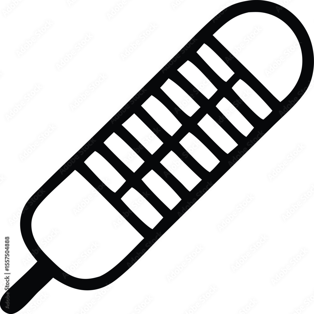 Poster A simple black and white line art icon representing a thermometer with a segmented display indicating temperature readings