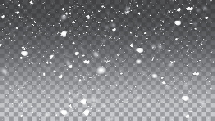 Realistic snow on transparent background vector illustration