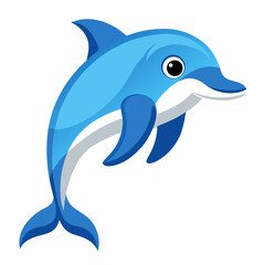 Cartoon Dolphin Illustration A Friendly Marine Mammal with a Playful Expression and Smooth Blue and White Coloring Isolated on a White Background Perfect for Children