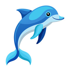 Cartoon Dolphin Illustration A Cheerful Aquatic Mammal with a Playful Smile and Sleek Blue Design Perfect for Children s Books Educational Materials and Marine Themed