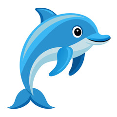 Cartoon Dolphin Illustration A Cheerful Blue Sea Creature with a Playful Smile and Sleek Design Perfect for Children s Books Educational Materials and Marine Themed