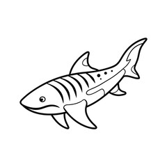 A coloring page of an zebra shark with no color ju