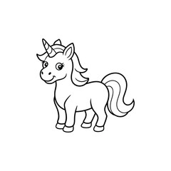A cute unicorn with a smiling face a small horn 