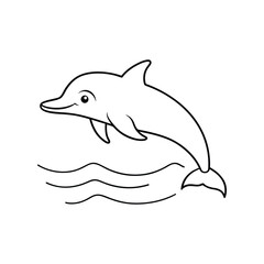  A Dolphin swim on the pond line art