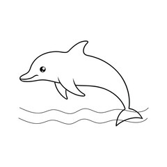  A Dolphin swim on the pond line art