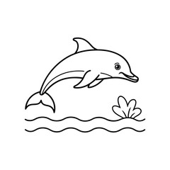  A Dolphin swim on the pond line art