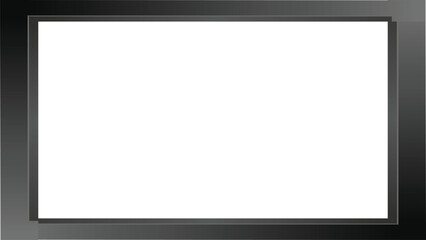 Thick black metal frame border with gradient isolated on transparent background vector