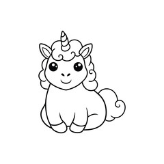 Cute chubby baby unicorn with big innocent eye