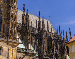 Fototapeta premium Gothic architecture of St. Vitus Cathedral in Prague Castle