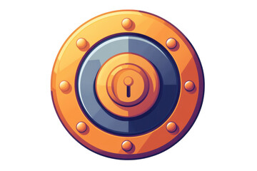 An enticing golden treasure vault door beckons promising untold riches behind the metallic on transparent background