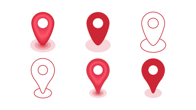 location pin icon in editable stroke, 3D, and filled styles. for navigation, maps and geolocation designs in apps, websites and user interfaces