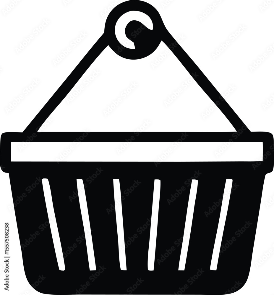 Poster simple black and white icon of a shopping basket with a handle representing commerce and retail tran