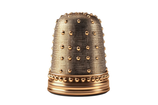 An elegant antique gold thimble a seamstress s cherished tool reflecting generations of craft on transparent background