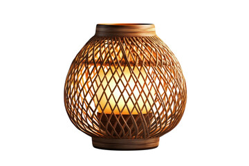 A warm wicker lantern casting a gentle inviting glow a comforting presence in the stillness on transparent background