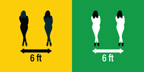 Social Distancing Illustration 6 Feet Apart.