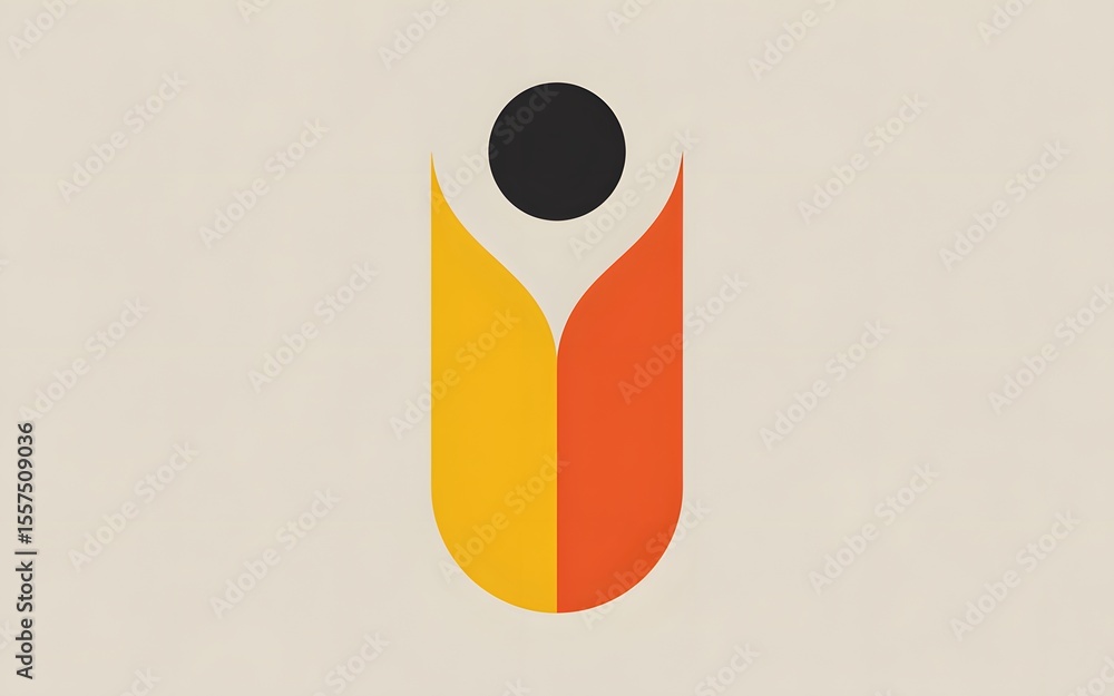 Poster abstract geometric composition featuring a bright color palette and minimalist design with a black c