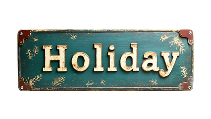 wooden sign board with "holiday" text on transparent background PNG