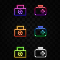 First Aid bag. neon style.