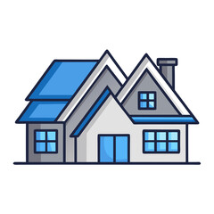 White isolated vector house icon set: A small 3D model of a residential property for real estate business and sale