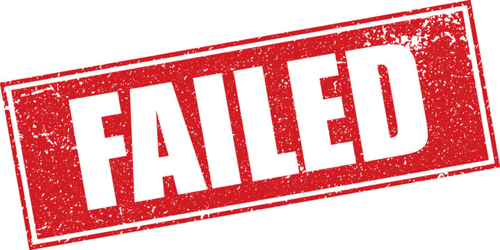 Red Failed Rubber Stamp Word Text Written in Reverse Grunge Button Vector in Double Sharp Border, Vintage, Transparent Background, Svg, Png