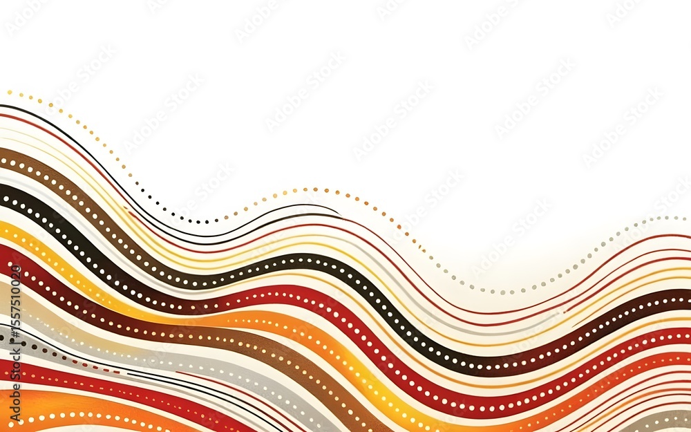 Aufkleber abstract wavy lines illustration with warm colors and dot patterns for backgrounds or design element