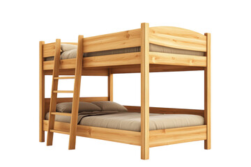 A sturdy inviting wooden bunk bed promising cozy nights and shared dreams ideal for kids on transparent background