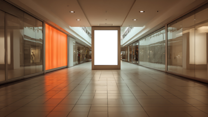 a blank advertising mockup on shopping mall on transparent background PNG