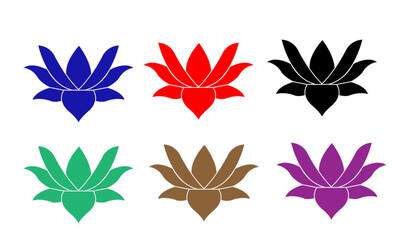 Fototapeta premium vector illustration of a set of flowers, lotus, colorful lotus , colorful lotus illustration, colorful lotus flower icon, minimalist lotus colorful icons, lotus silhouette