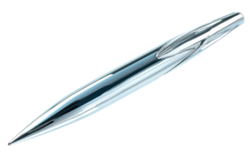 A sleek silver pen symbolizes modern design and creativity on a journey of artistic expression on transparent background