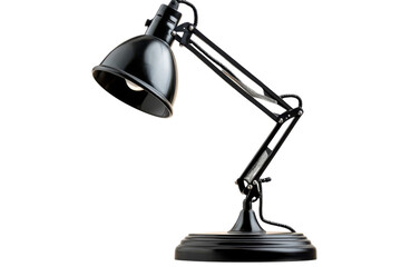 A sleek black architect lamp perched ready casting a pool of light the perfect companion for on transparent background