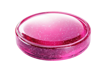 A shimmering pink candy disc a tempting treat sparkling with a sweet promise of delight on transparent background