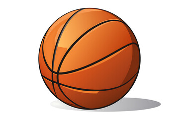 Fototapeta premium Orange basketball illustration with black lines and shadow on a white background