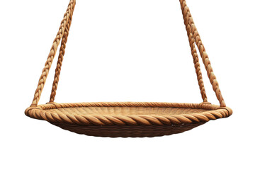 A rustic woven rope swing evokes childhood memories of carefree laughter and idyllic days on transparent background