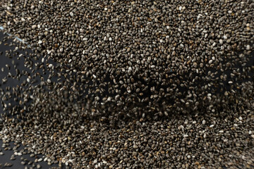 Chia Seeds Pour, Frozen Motion, Macro