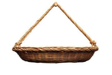 Obraz premium A rustic woven basket gently suspended evokes farmhouse charm and simplicity perfect for on transparent background