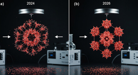Molecular aggregation evolution depicting structural changes over a short time frame