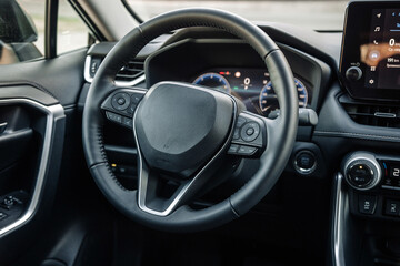 Close-up of a modern car interior. Concept of modern design and style.