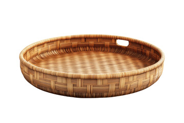 A rustic handwoven wicker tray a testament to timeless craftsmanship and warmth perfect for on transparent background