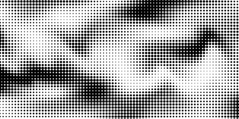 Set of halftone dots gradient pattern texture isolated on white background. Straight dotted spots using halftone circle dot raster texture. Vector blot half tone collection.