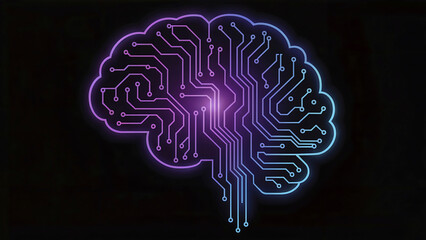 Abstract Glowing Brain Circuitry on Dark Background Representing Artificial Intelligence and Neural Networks
