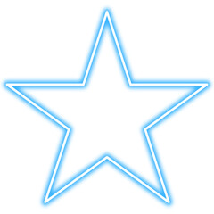Abstract glowing blue star shape on transparent background png shiny neon star, bright frame design element