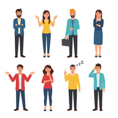 Obraz premium Set of Characters Showing Various Emotions, Poses, and Body Language